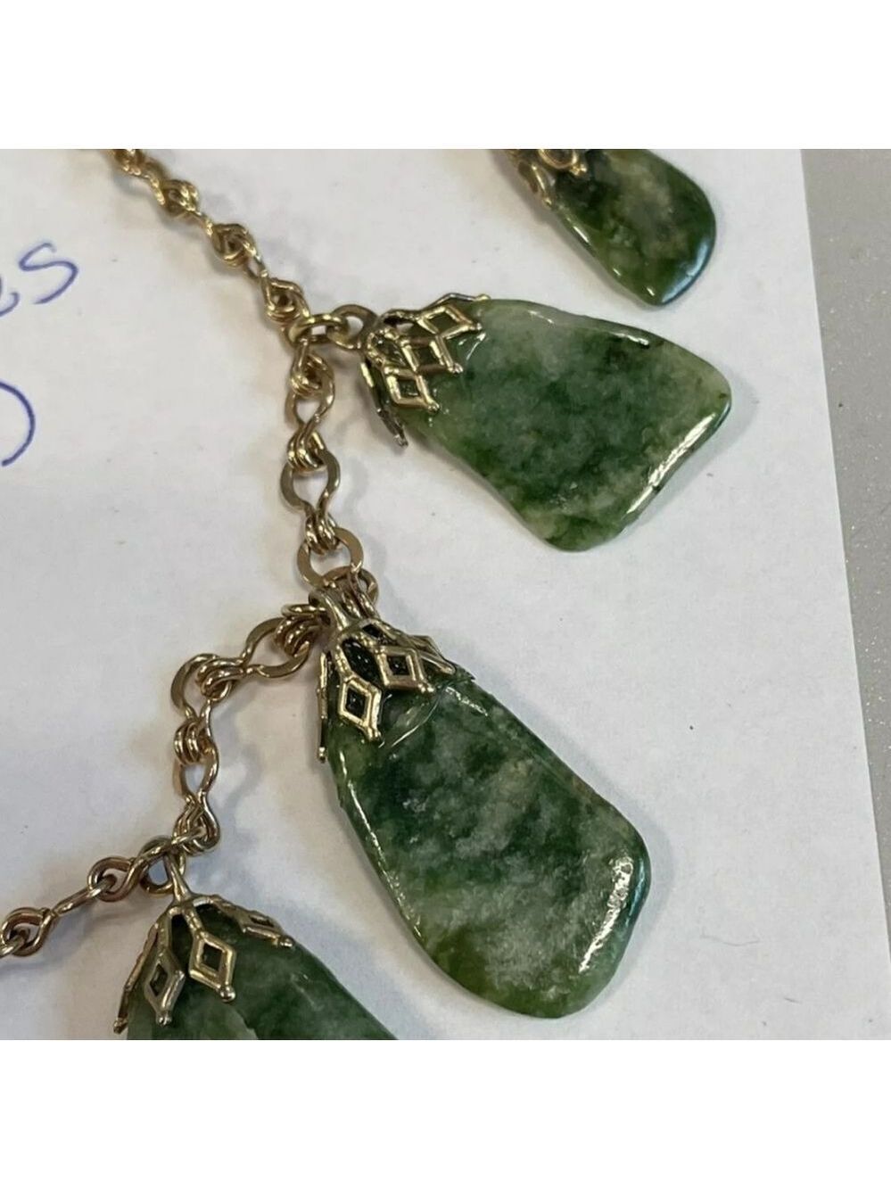Genuine Green Agate Vintage Necklace With Lovely Stones - Picture 4 of 8